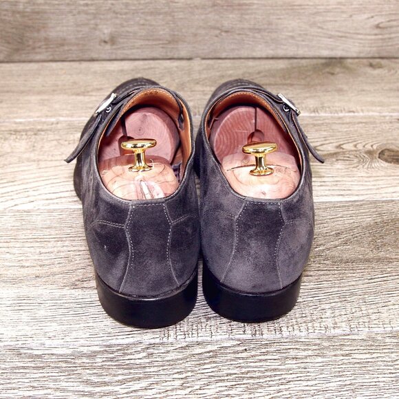$795 Scarpe DI BIANCO Treviso Monkstrap 10 M Grey Suede SC542 * add $15 Trees main image 4